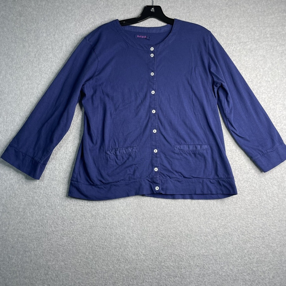 Fresh Produce Cardigan Women's XL Blue Button Up 3/4 Sleeve